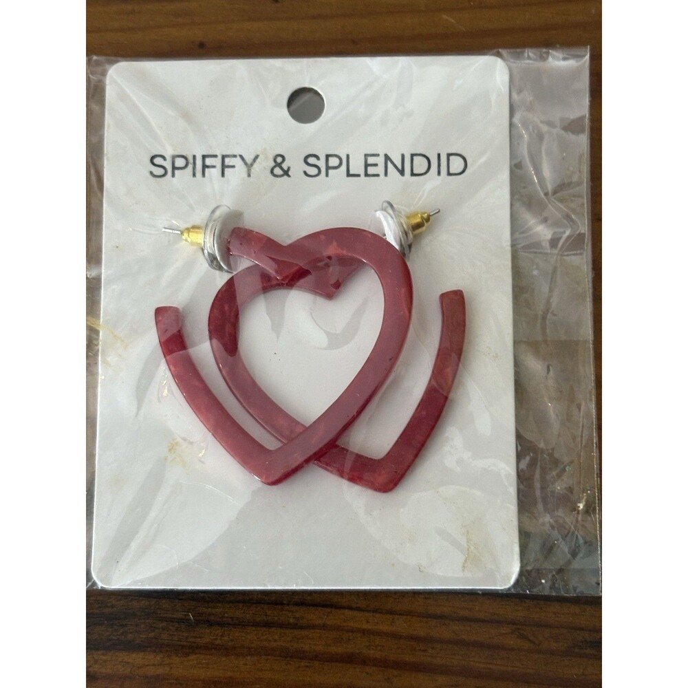 Spiffy And Splendid Red Dangle Heart Hoops ~ 2”  Valentines Day Love